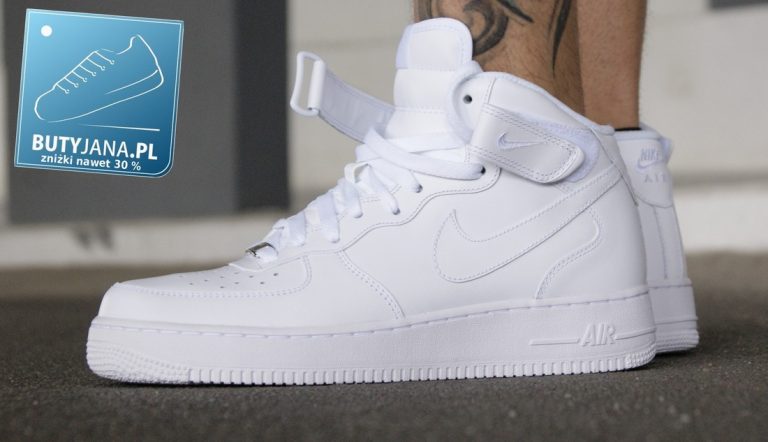 Białe buty Nike Air Force 1 MID – zoom na detale