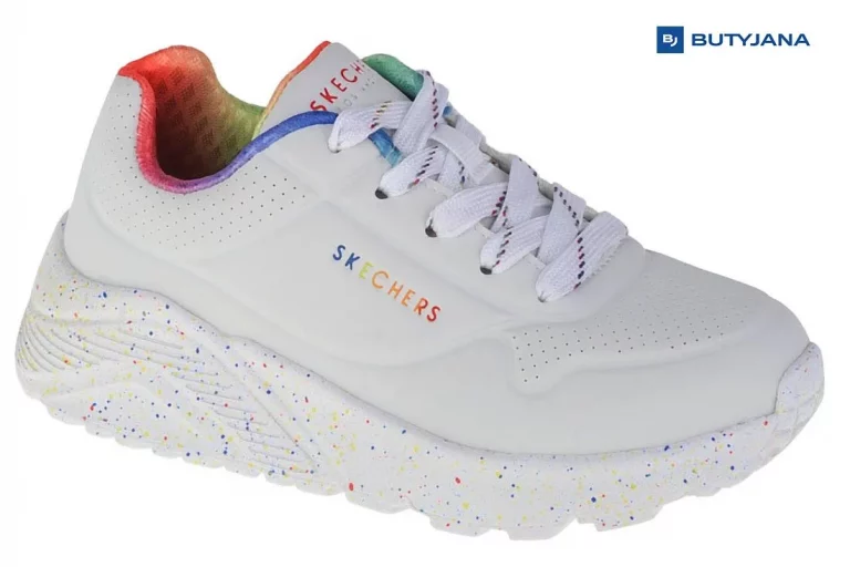 Nowoczesne buty sportowe dla dziewczynek Skechers Uno Lite Rainbow Speckle 310456L-WMLT