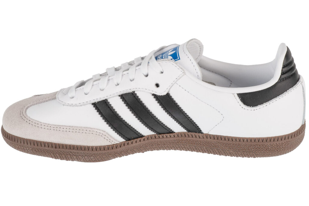Adidas Samba biało-czarne, brązowa podeszwa, beżowe