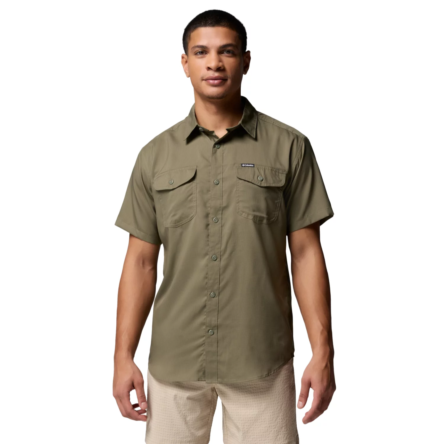Columbia Utilizer II Solid Short Sleeve Shirt 1577762397, Męskie, Zielone, koszule, poliester, rozmiar: M