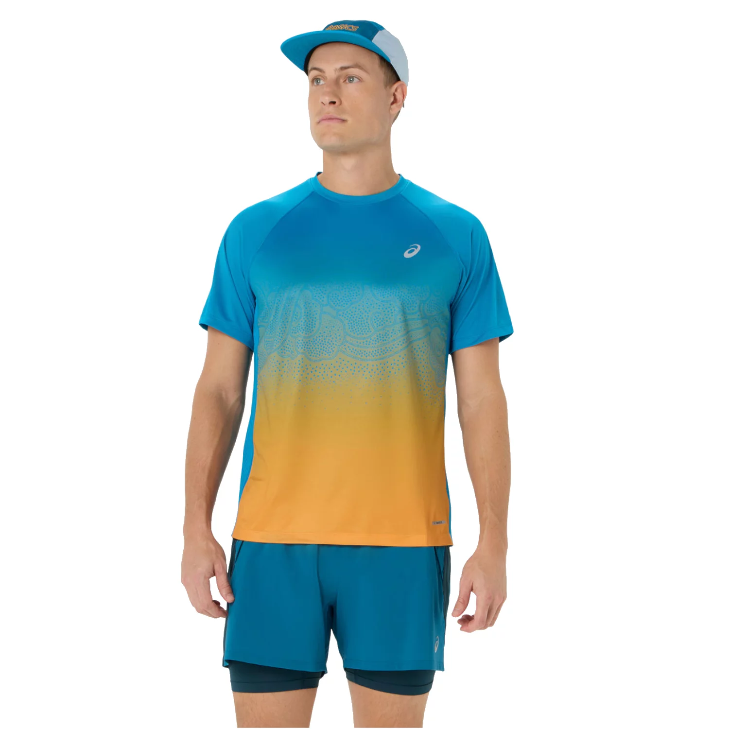 ASICS Road Fade SS Top 2011D512-400, Męskie, Niebieskie, t-shirty, poliester, rozmiar: XL