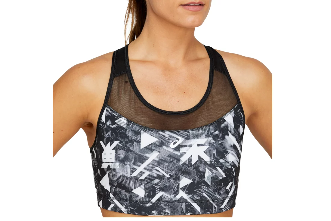 Asics Future Tokyo Aop Bra 2012B040-001, Damskie, Czarne, biustonosze sportowe, poliester, rozmiar: XS