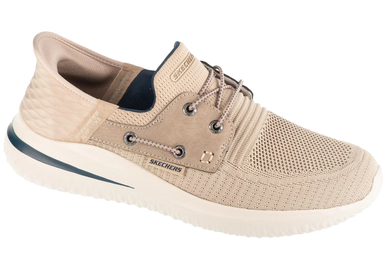 Skechers Slip-Ins: Delson 3.0 - Roth 210606-TPE, Męskie, Beżowe, buty sneakers, tkanina, rozmiar: 42,5