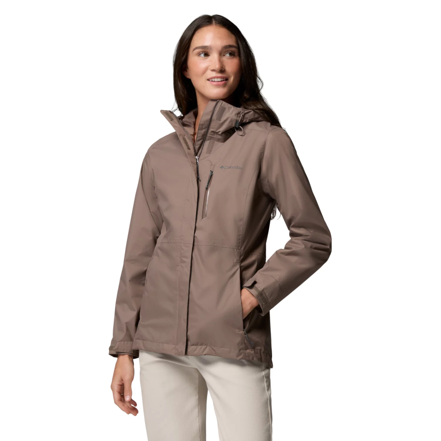 Columbia Pouring Adventure III Jacket 2117191254, Damskie, Brązowe, kurtki przeciwdeszczowe, poliester, rozmiar: XS