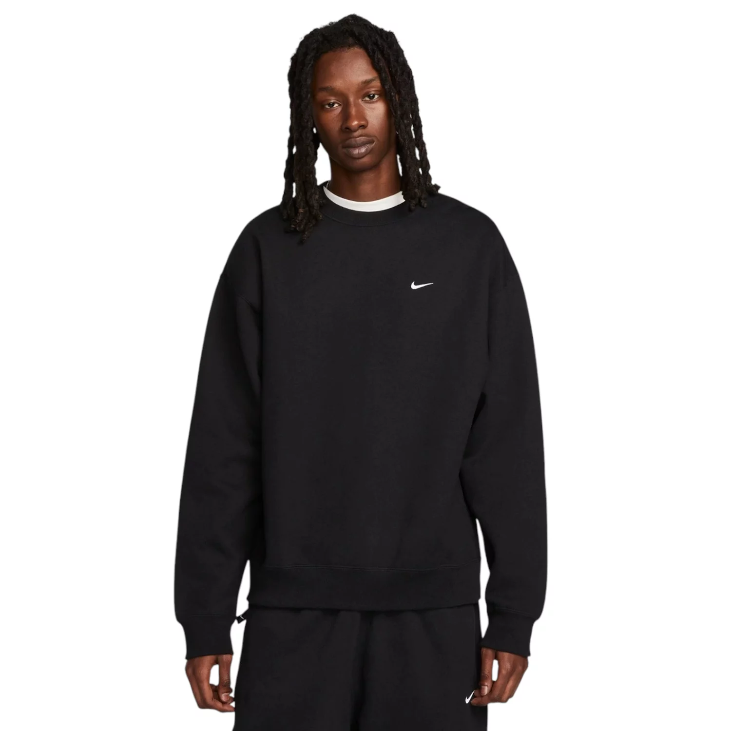 Nike Solo Swoosh Fleece Crew DX1361-010, Męskie, Czarne, bluzy, bawełna, rozmiar: M