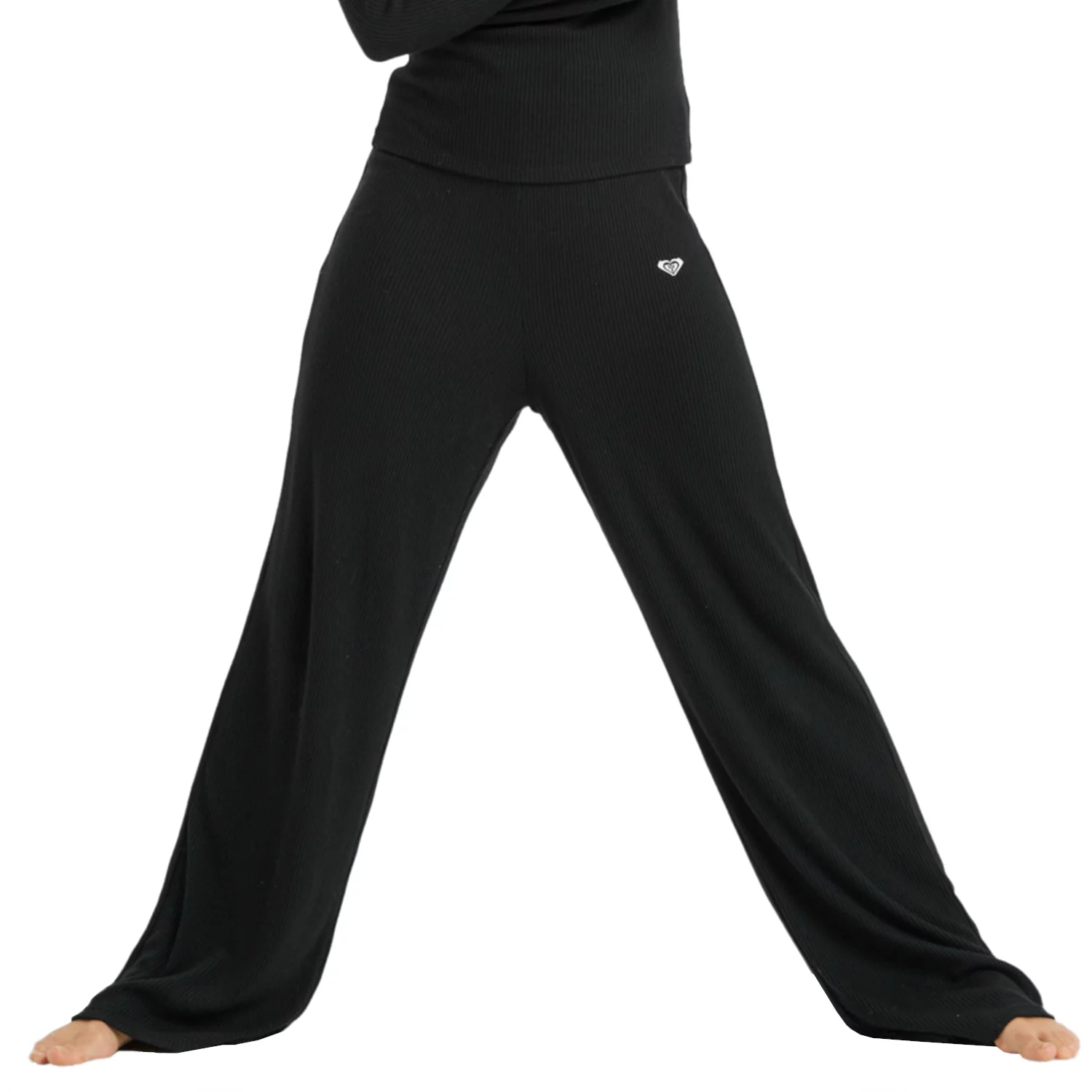 Roxy Rise & Vibe New Rib Wide ERJNP03673-KVJ0, Damskie, Czarne, spodnie, poliester, rozmiar: L