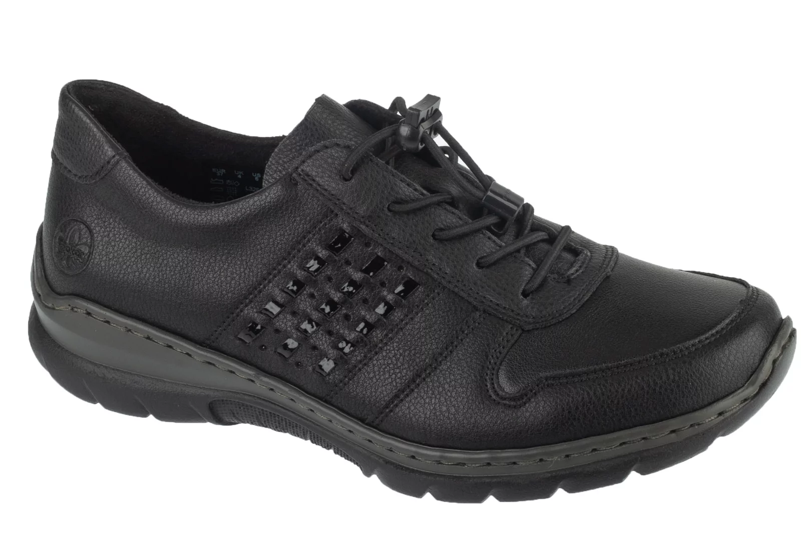 Rieker Shoes L32F3-00, Damskie, Czarne, półbuty, skóra licowa, rozmiar: 36