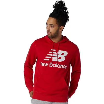 New Balance Essentials Stacked Logo Hoodie MT03558REP męskie bluzy, Czerwone 001