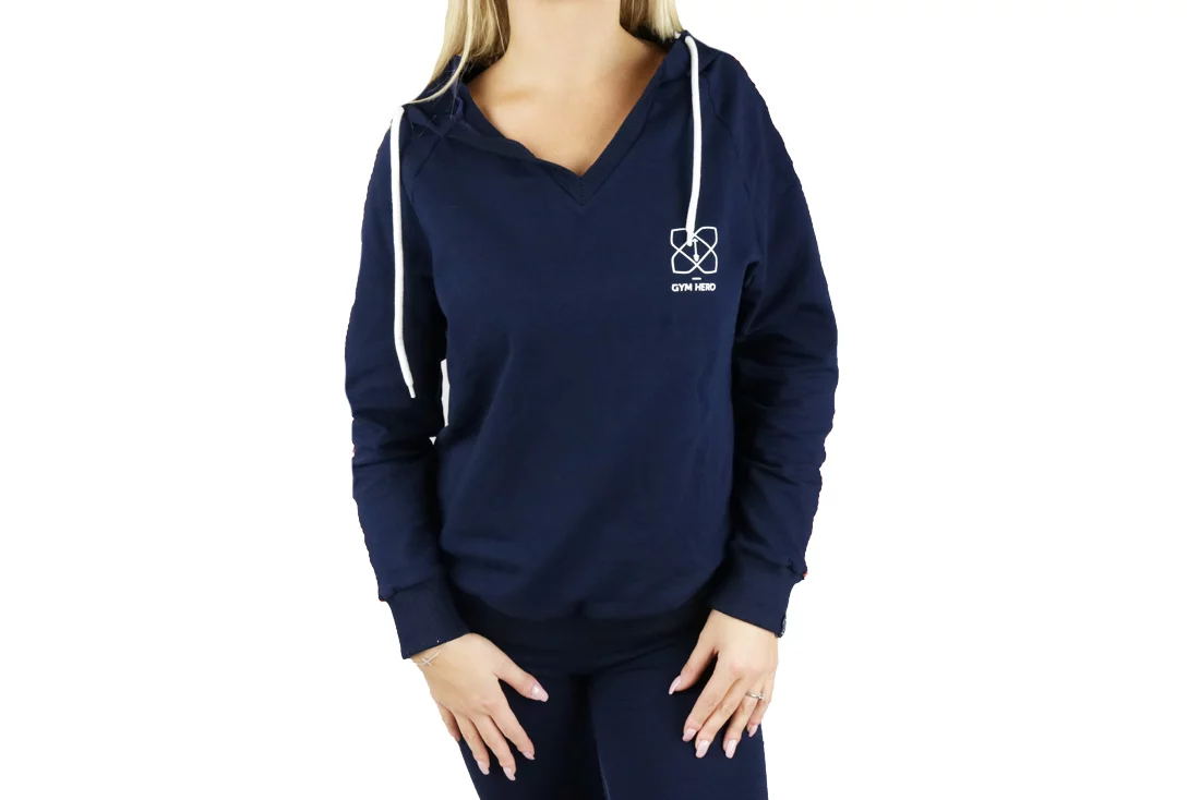 GymHero Hoodie NAVY-RACE, Damskie, Granatowe, bluzy, bawełna, rozmiar: XS