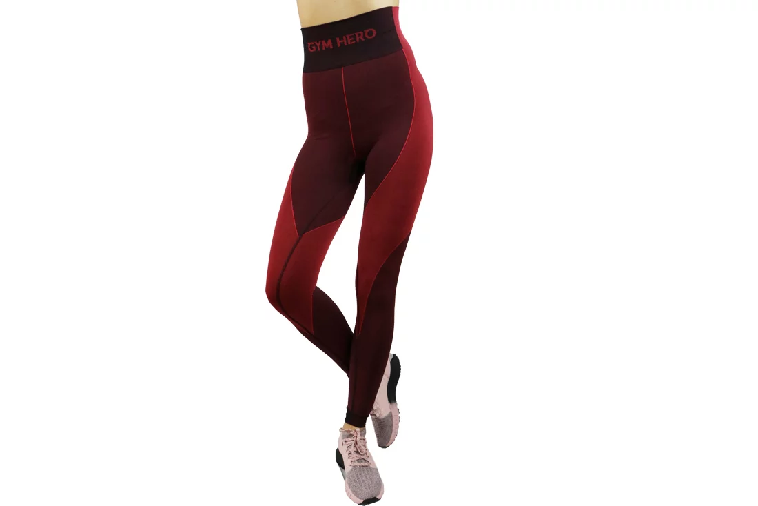 GymHero Leggins RUSTY, Damskie, Bordowe, leginsy, poliamid, rozmiar: XS