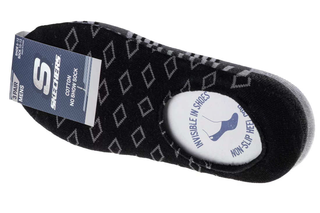 Skechers 3pk Mens Invisibles Socks S113816-GRY, Męskie, Szare, skarpetki, poliester, rozmiar: 41-46