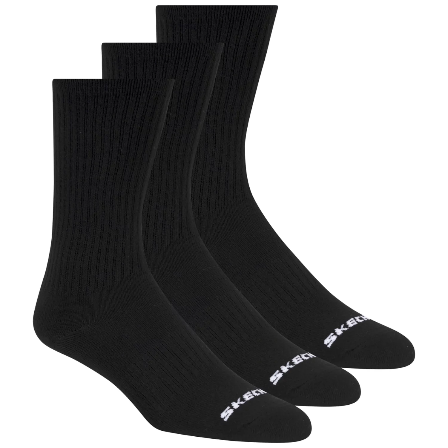 Skechers 3pk Unisex Non Terry Crew S601102-001, Unisex, Czarne, skarpetki, bawełna, rozmiar: 43-46