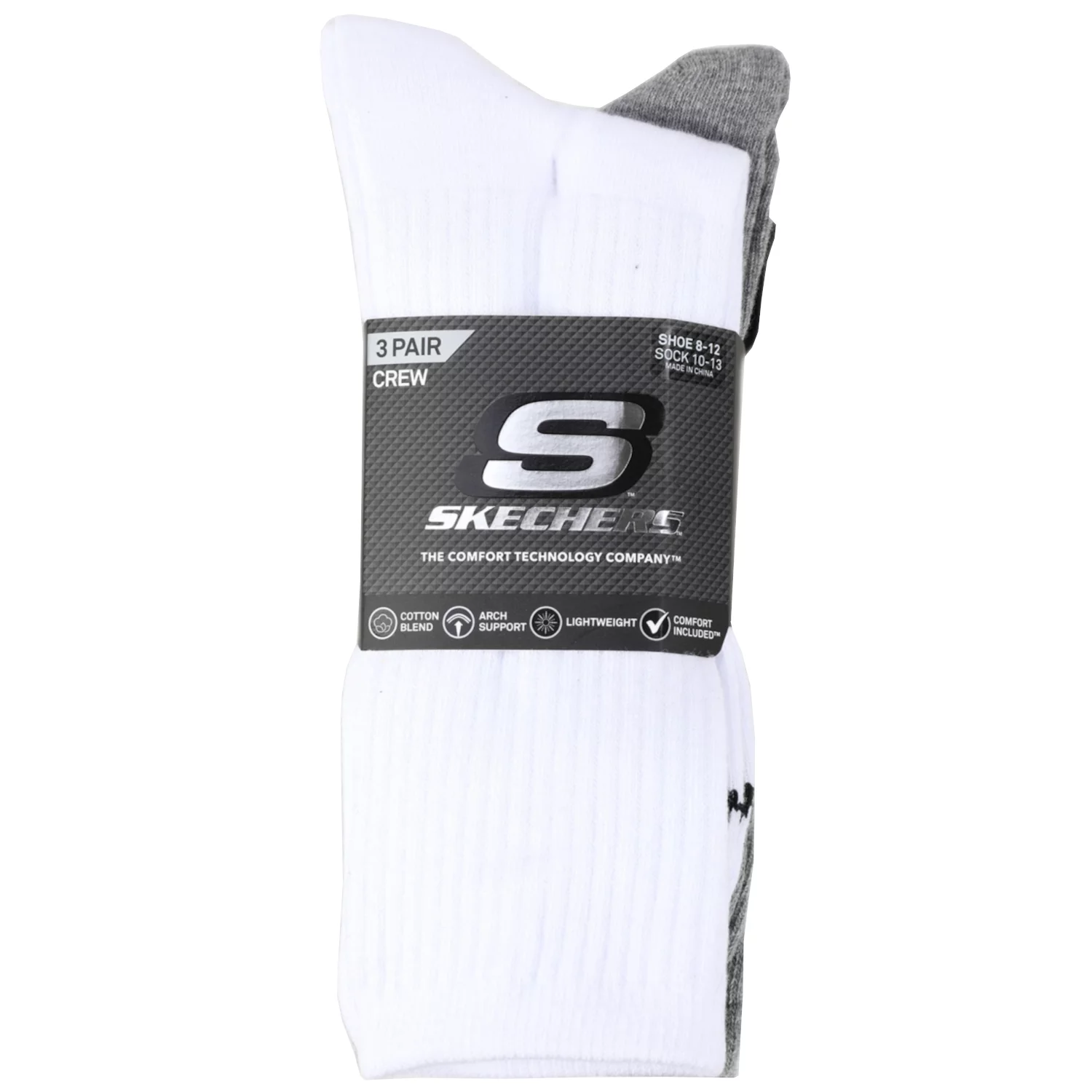 Skechers 3pk Unisex Non Terry Crew S601102-107, Unisex, Białe, skarpetki, bawełna, rozmiar: 43-46
