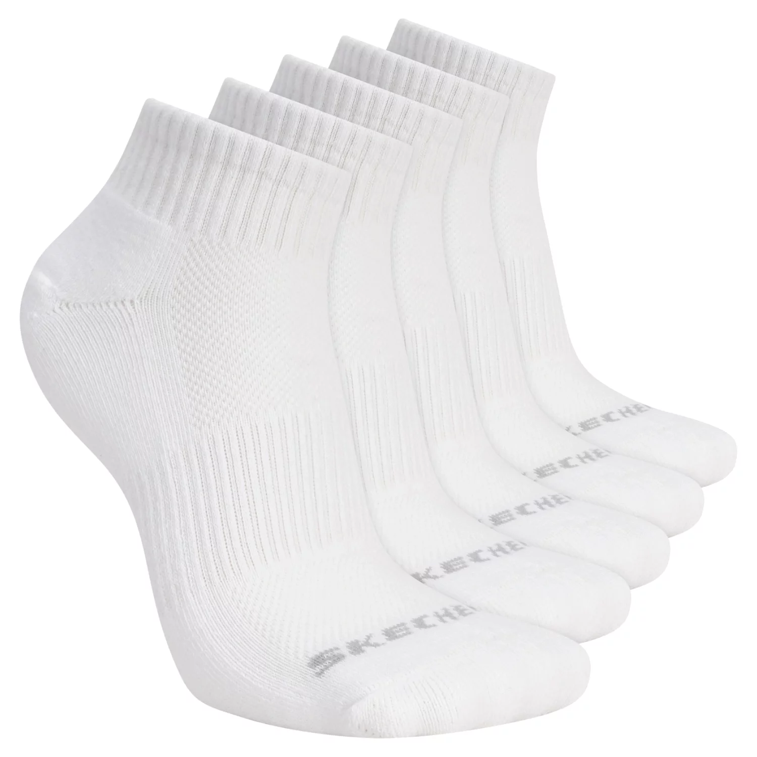 Skechers 5pk Unisex 1/2 Terry Qtr Crew S602095-100, Unisex, Białe, skarpetki, poliester, rozmiar: 39-42
