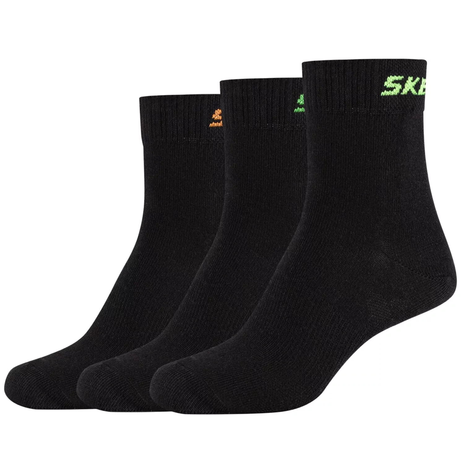 Skechers 3PPK Boys Mech Ventilation Socks SK41064-9999, Dla chłopca, Czarne, skarpetki, bawełna, rozmiar: 35-38