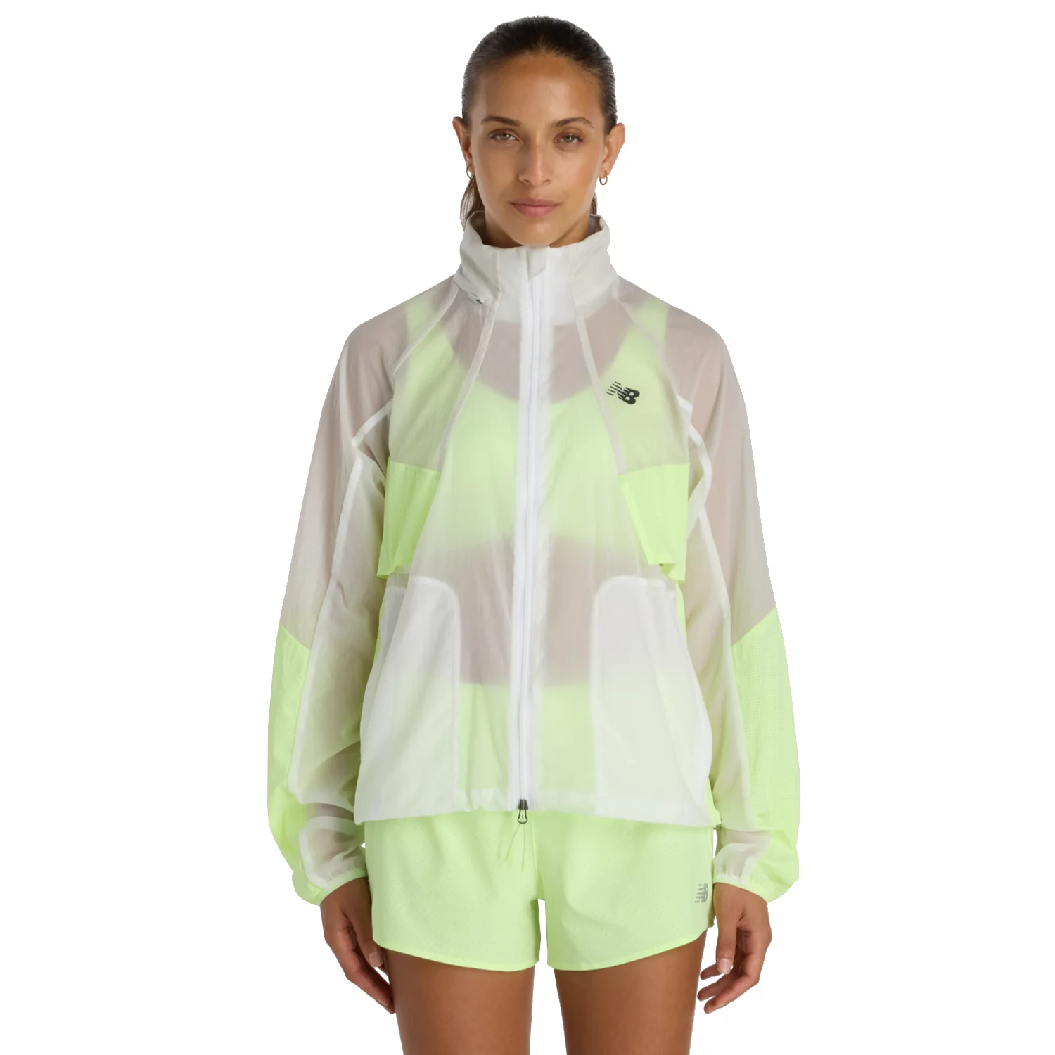 New Balance RC Jacket WJ61J326AFG, Damskie, Białe, kurtki, nylon, rozmiar: S