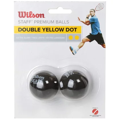 Wilson Staff Squash Double Yellow Dot 2 Pack Ball WRT617600