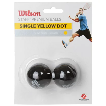 Wilson Staff Squash Yellow Dot 2 Pack Ball WRT617800